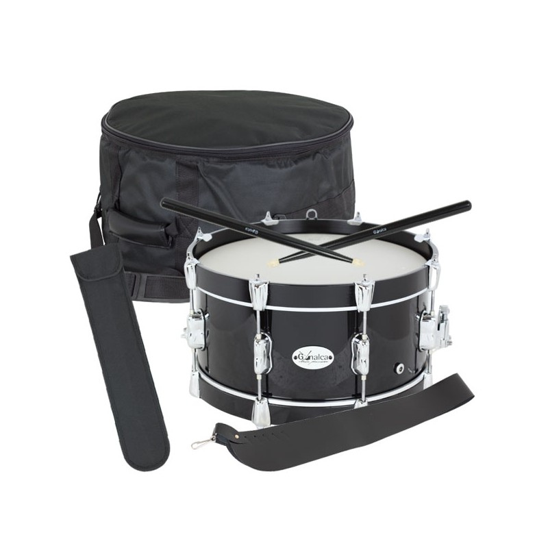 Gonalca 04706SP2 Pack Redoblante Magest 35x16 (Tambor + funda + baquetas + correas + porta baquetas) bellotas plateadas