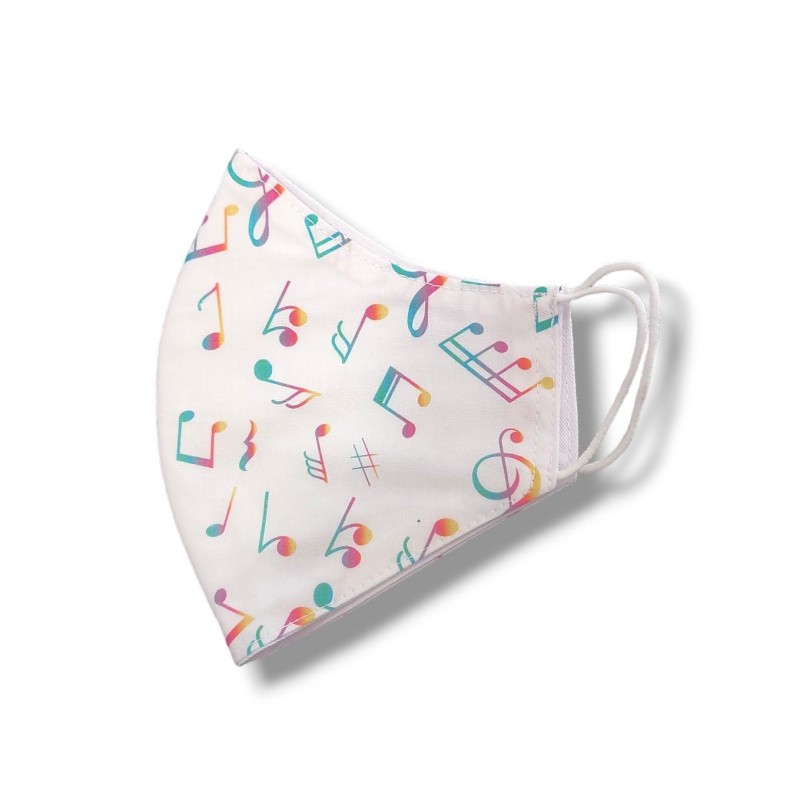 Mascarilla Notas Musicales Blanca