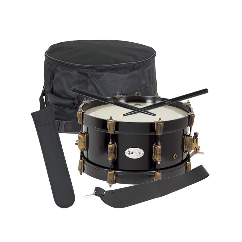 Gonalca 04706SP Pack Redoblante Magest 35x16 (Tambor + funda + baquetas + correas + porta baquetas) bellotas oro viejo