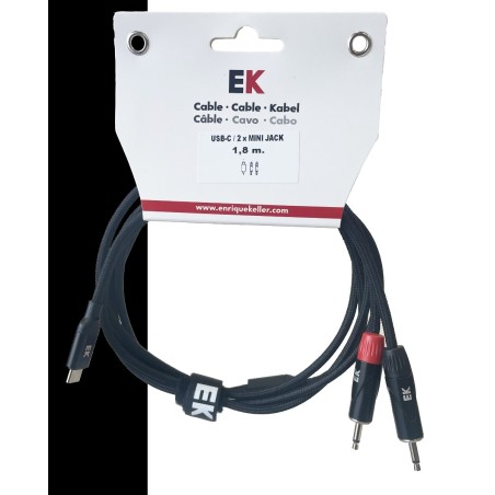 EK Audio HDMI22018 usb c - minijack macho x2 mono 1.8 metros