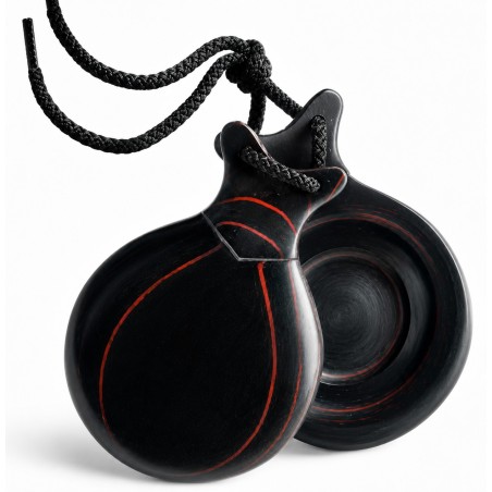 Castañuelas del Sur - Fibra Negra veteada roja nº3 (grande) - Gama profesional - Caja doble