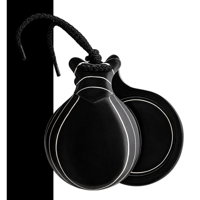 Castañuelas del Sur - Fibra Negra veteada blanca nº3 (grande) - Gama profesional