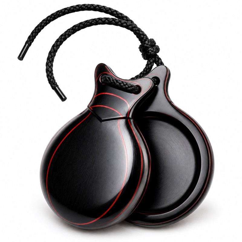 Castañuelas del Sur - Fibra Negra veteada roja nº3 (grande) - Gama profesional