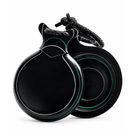 Castañuelas del Sur - Fibra vidrio negro veteado verde y blanco nº5 (mediana) - Gama capricho - Caja doble