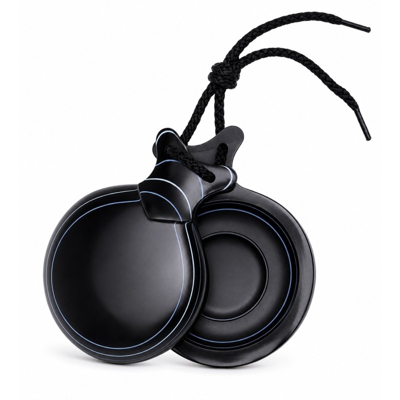 Castañuelas del Sur - Fibra vidrio negro veteado azul y blanco nº7 (pequeña) - Gama capricho - Caja doble