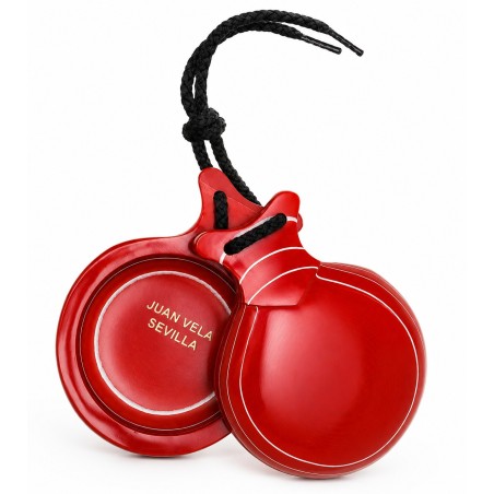 Castañuelas del Sur - Fibra vidrio rojo veteado blanco nº7 (pequeña) - Gama capricho