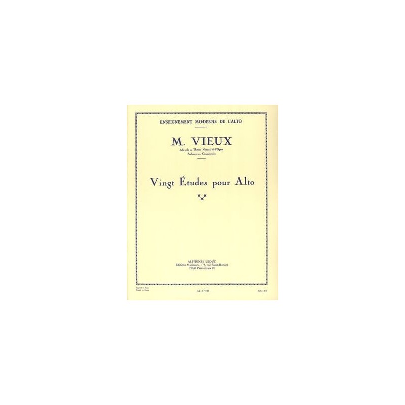 M. Vieux Twenty Studies For Viola
