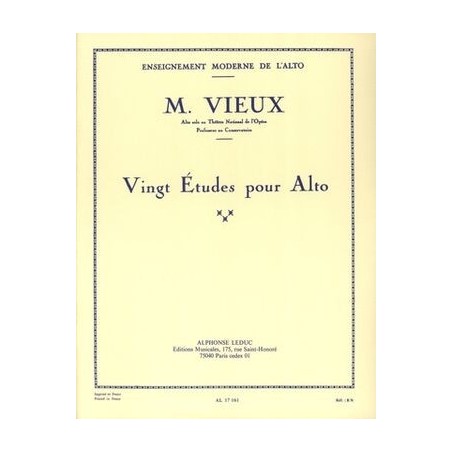 M. Vieux Twenty Studies For Viola