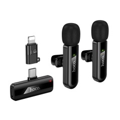 Hoco L20A Micrófono Lavalier dual inalámbrico con DSP y USB-C/Lightning