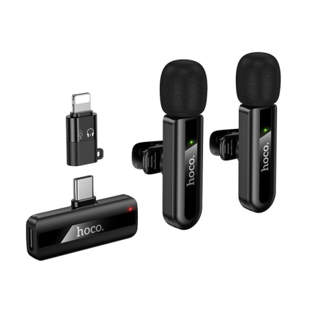 Hoco L20A Micrófono Lavalier dual inalámbrico con DSP y USB-C/Lightning