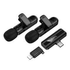 Hoco L20A Micrófono Lavalier dual inalámbrico con DSP y USB-C/Lightning